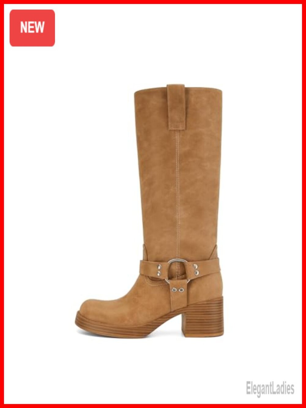 Women's Knee High Riding Boots Chunky Heel Faux Leather